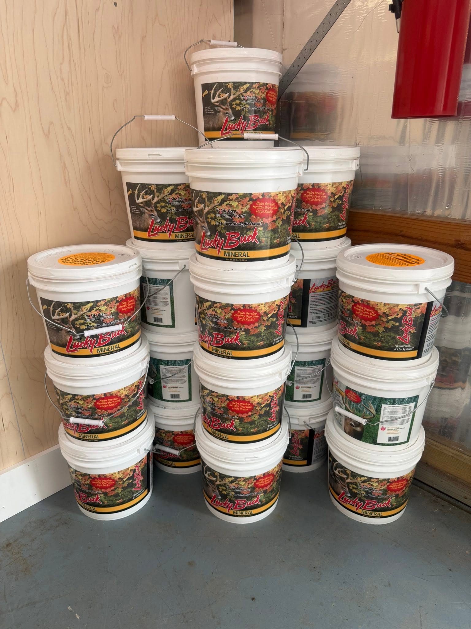 Lucky Buck deer mineral in stock at Wallburg Mulch Worx in High Point NC