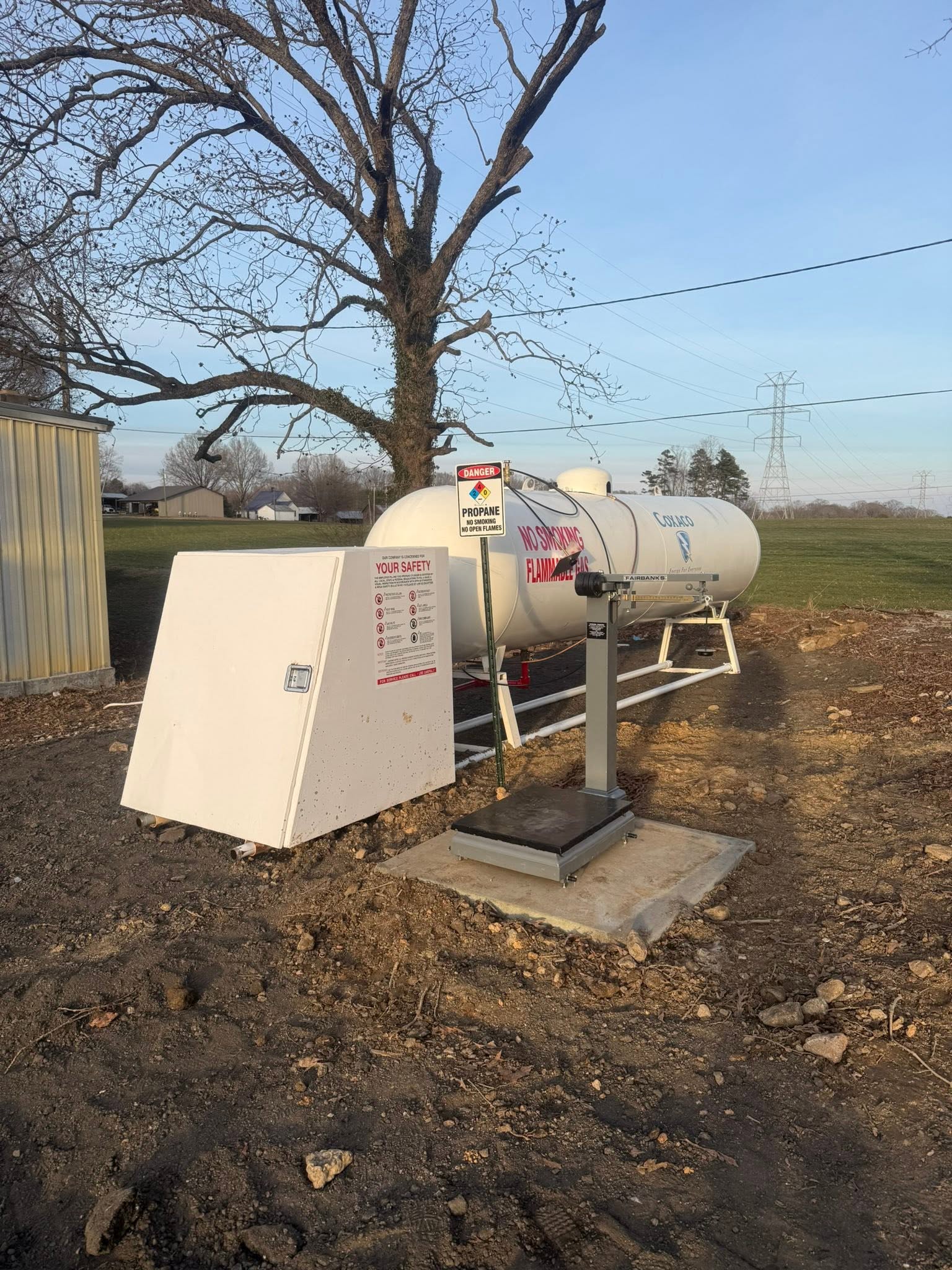 Propane filling station with a scale at Wallburg Mulch Worx in High Point NC