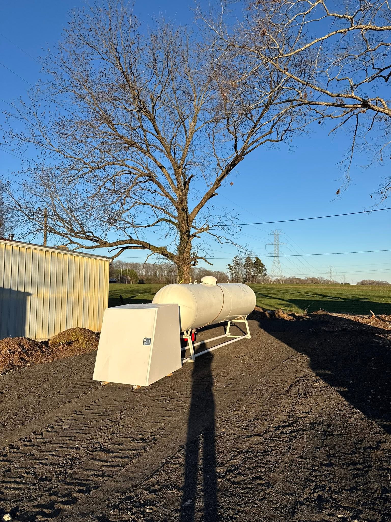 Propane tank being refilled at Wallburg Mulch Worx in High Point NC