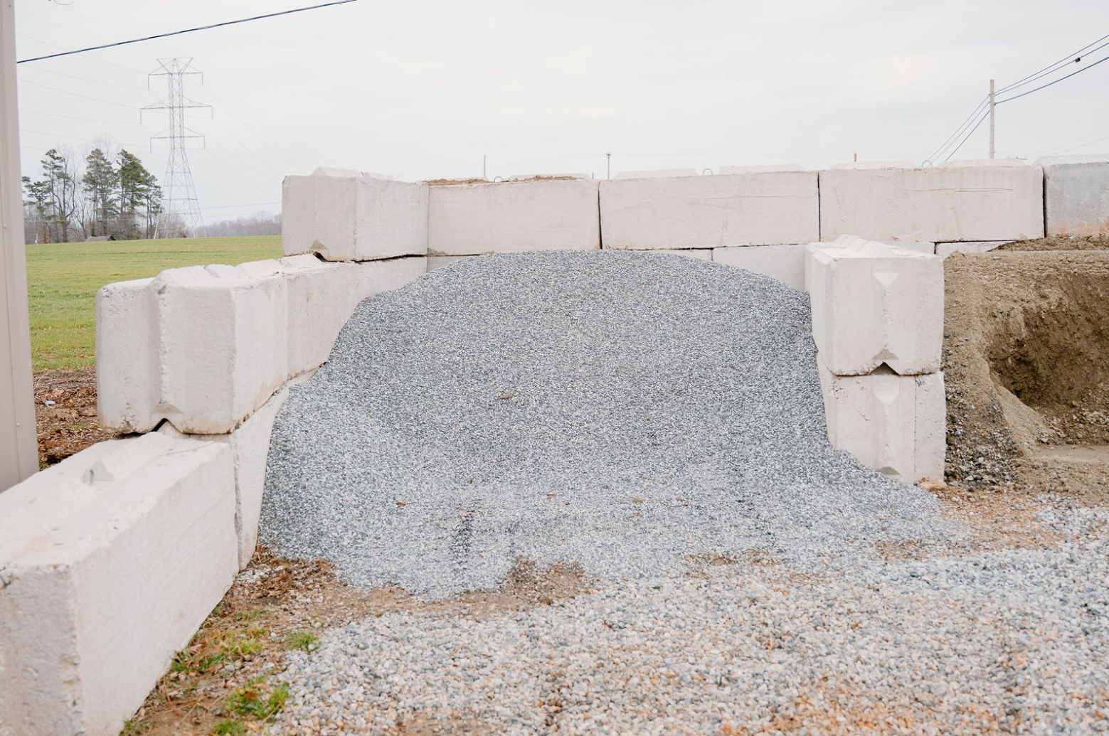 Pile of 57 stone gravel at Wallburg Mulch Worx in High Point NC