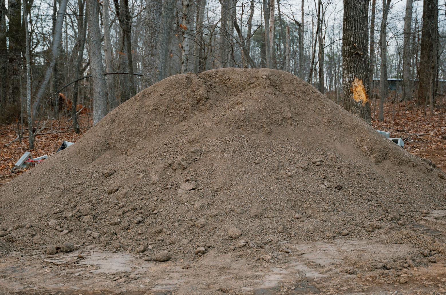 Pile of screened topsoil at Wallburg Mulch Worx in High Point NC