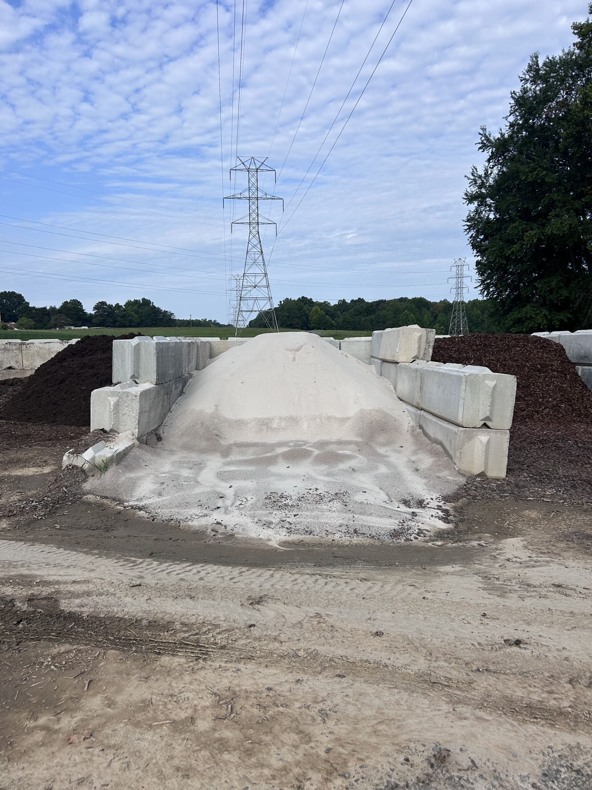 Pile of bulk sand at Wallburg Mulch Worx in High Point NC